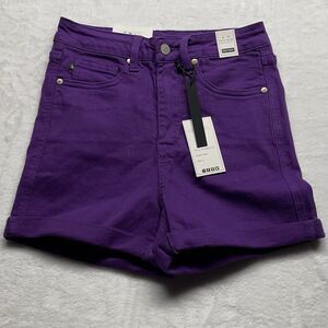 Judy Blue Denim Shorts Women's Stretch Tummy Control Top High Waist Purple Sz S